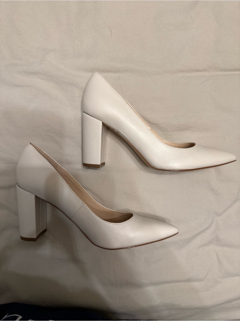 Marc Fischer Classic Women's Pointed Block Heel Pumps in Ivory